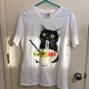 Cat Ramen Graphic T-Shirt - White